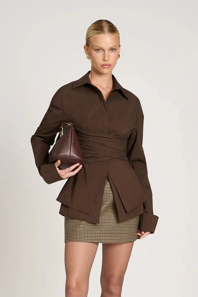 Long Sleeve Shirt Draped Waist Lightweight & Breathable