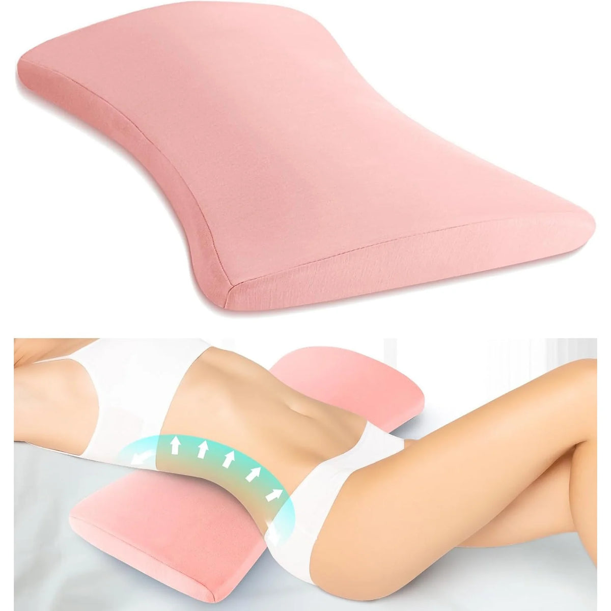 Lumbar Pillow Curved High Density Memory Foam Removable Cover