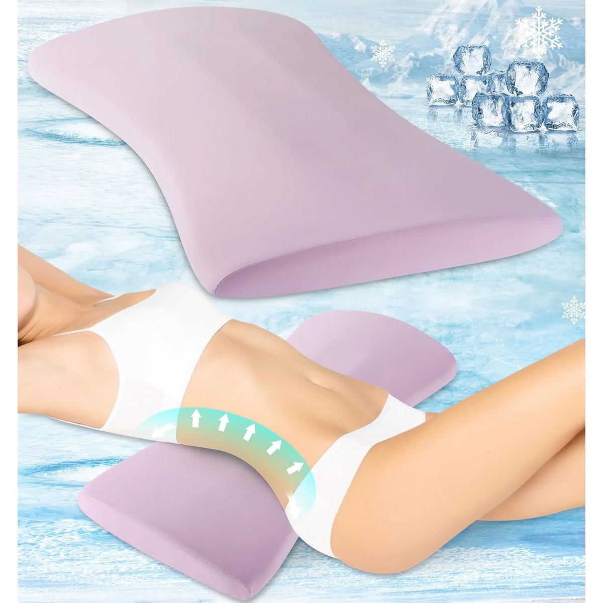 Lumbar Pillow Curved High Density Memory Foam Removable Cover