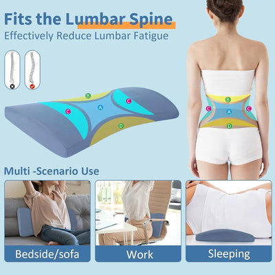 Lumbar Pillow Curved High Density Memory Foam Removable Cover
