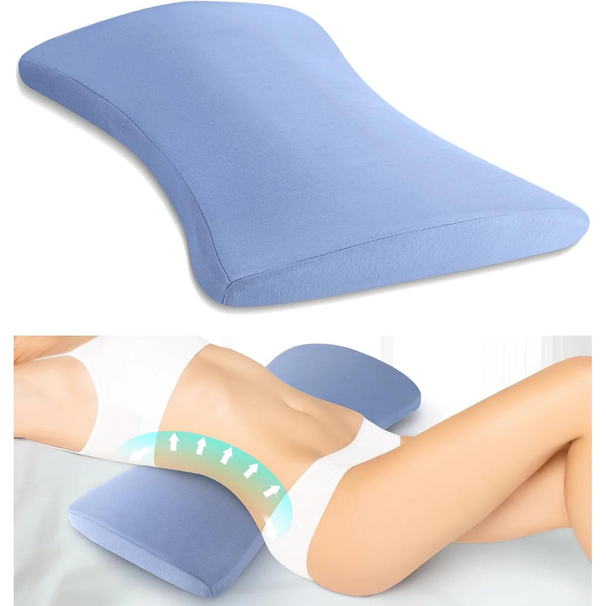 Lumbar Pillow Curved High Density Memory Foam Removable Cover
