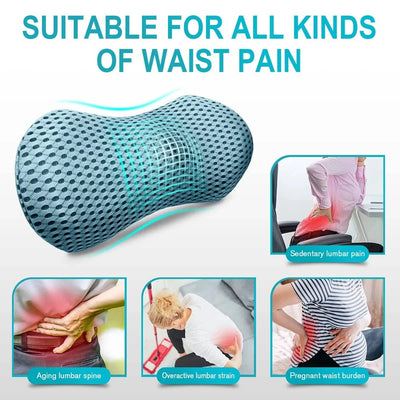 Lumbar Support Pillow Memory Foam Tailbone Relief Breathable Mesh