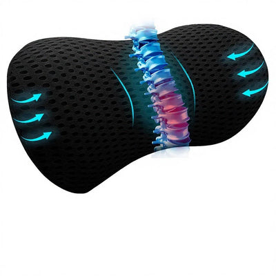 Lumbar Support Pillow Memory Foam Tailbone Relief Breathable Mesh