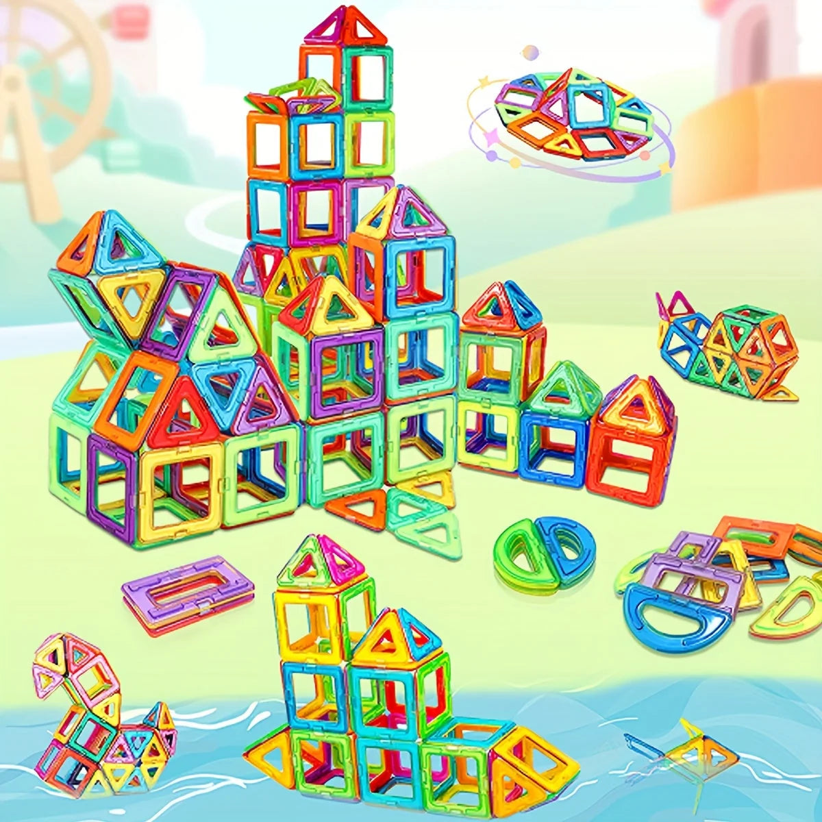 Magnetic Building Set Multicolored 48-68 Pieces
