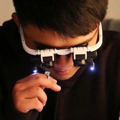 Magnifier Headset Interchangeable 8x 15x 23x Dual LED