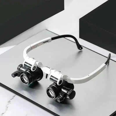 Magnifier Headset Interchangeable Lenses 8x 15x 23x Dual LEDs