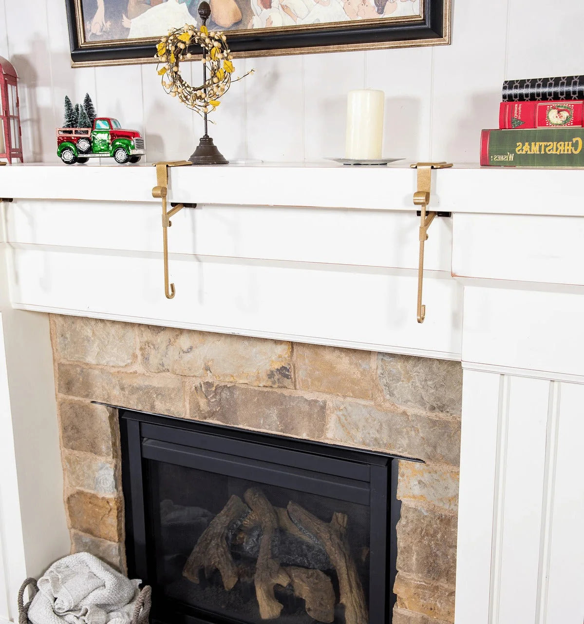 Mantel Stocking Holder Dual Hook Clamp 20 lb Capacity