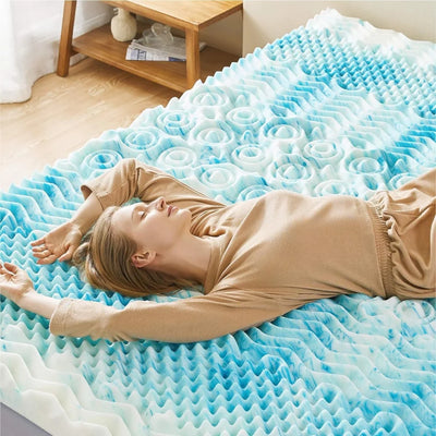Mattress Topper Memory Foam Egg Crate Non-Slip Washable Cover