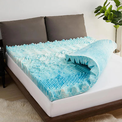 Mattress Topper Memory Foam Egg Crate Non-Slip Washable Cover