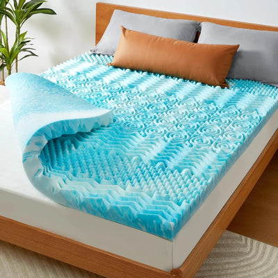 Mattress Topper Memory Foam Egg Crate Non-Slip Washable Cover
