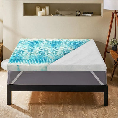 Mattress Topper Memory Foam Egg Crate Non-Slip Washable Cover