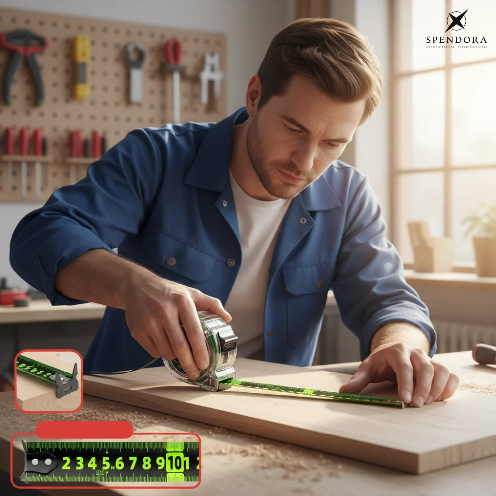 Measuring Tape Luminous Tape & Laser-Engraved Self-Adjusting Hook
