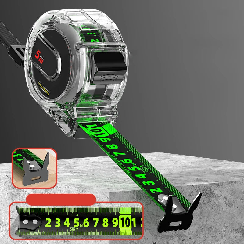 Measuring Tape Luminous Tape & Laser-Engraved Self-Adjusting Hook