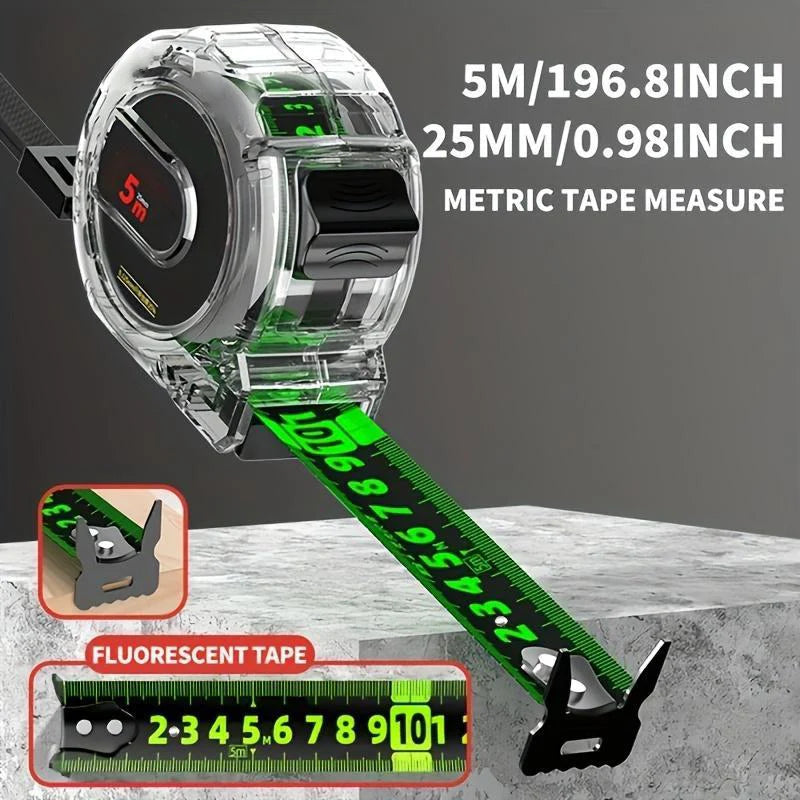 Measuring Tape Luminous Tape & Laser-Engraved Self-Adjusting Hook
