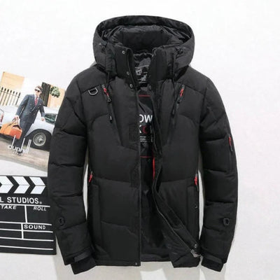 Men's Down Jacket Lightweight Duck Down Removable Hood