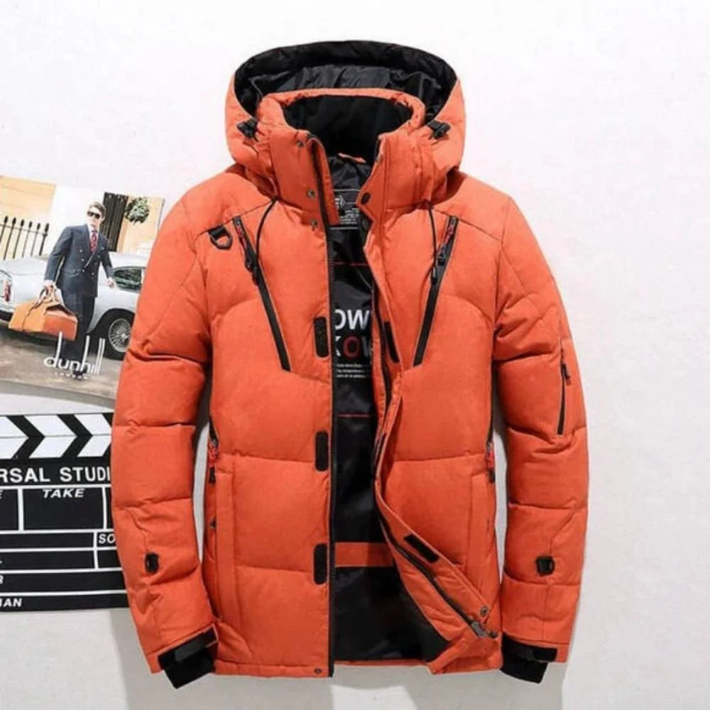 Men's Down Jacket Lightweight Duck Down Removable Hood