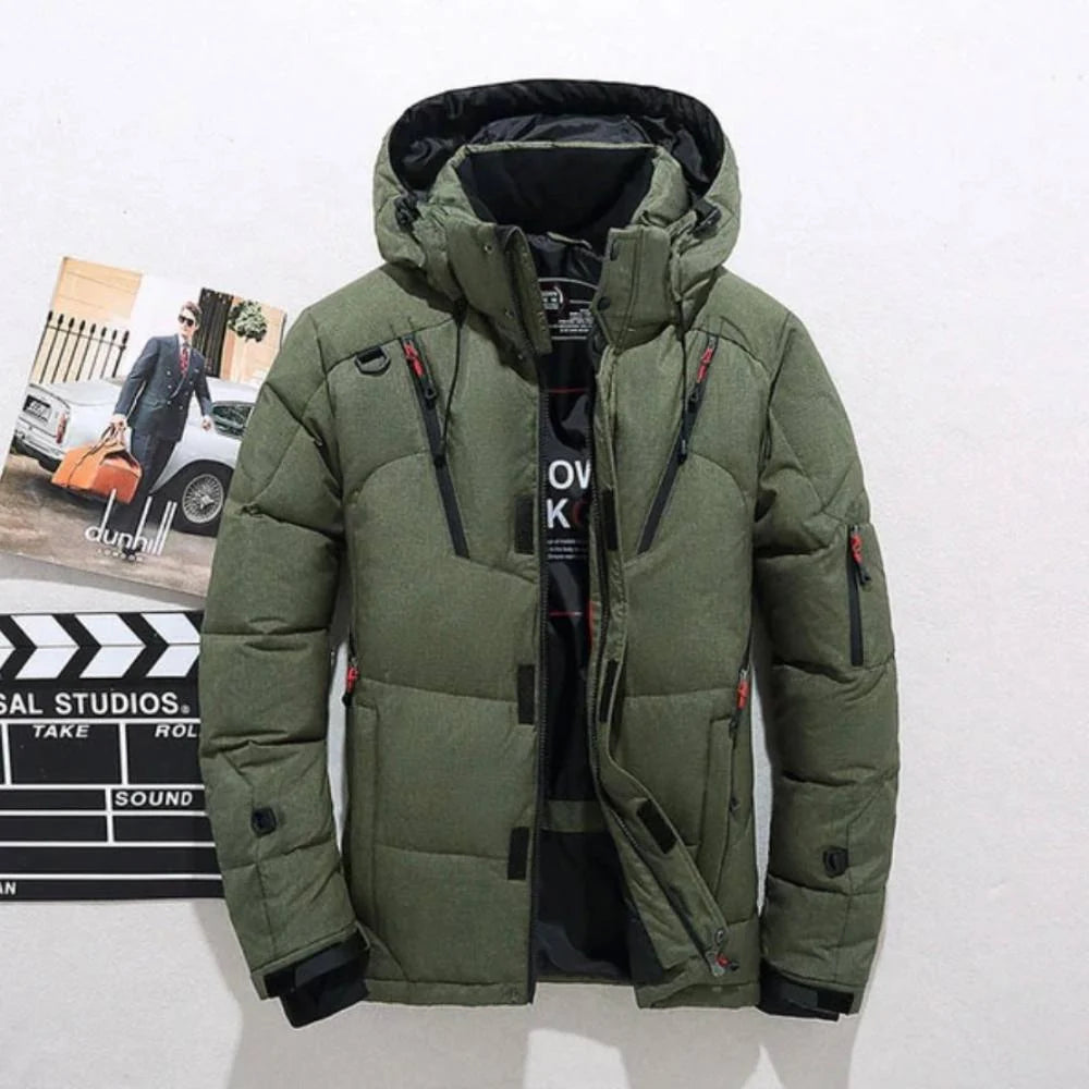 Men's Down Jacket Lightweight Duck Down Removable Hood