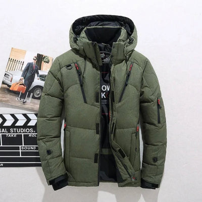 Men's Down Jacket Lightweight Duck Down Removable Hood