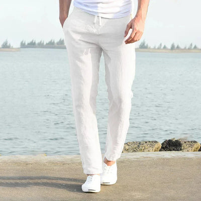 Men's Linen Pants Lightweight Breathable Relaxed Fit