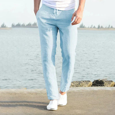 Men's Linen Pants Lightweight Breathable Relaxed Fit