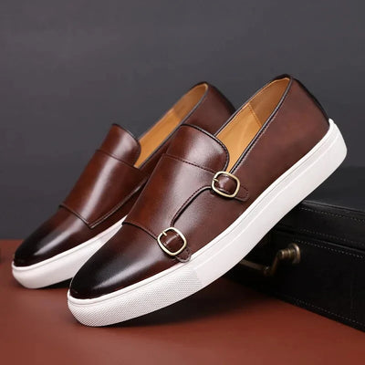 Men’s Loafers Double Monk Strap Cushioned Sole Lightweight Comfort