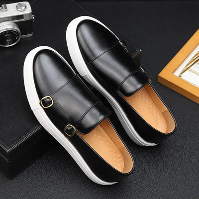 Men’s Loafers Double Monk Strap Cushioned Sole Lightweight Comfort