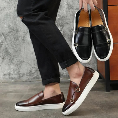 Men’s Loafers Double Monk Strap Cushioned Sole Lightweight Comfort