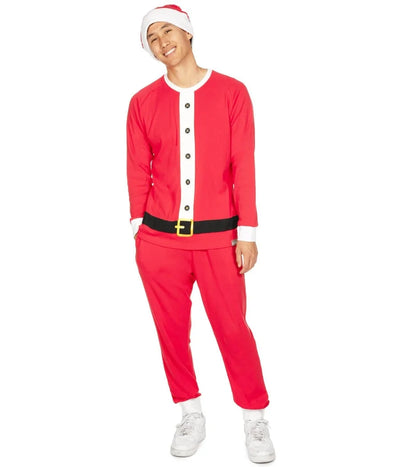 Men's Pajama Set Festive Print & Side Pockets