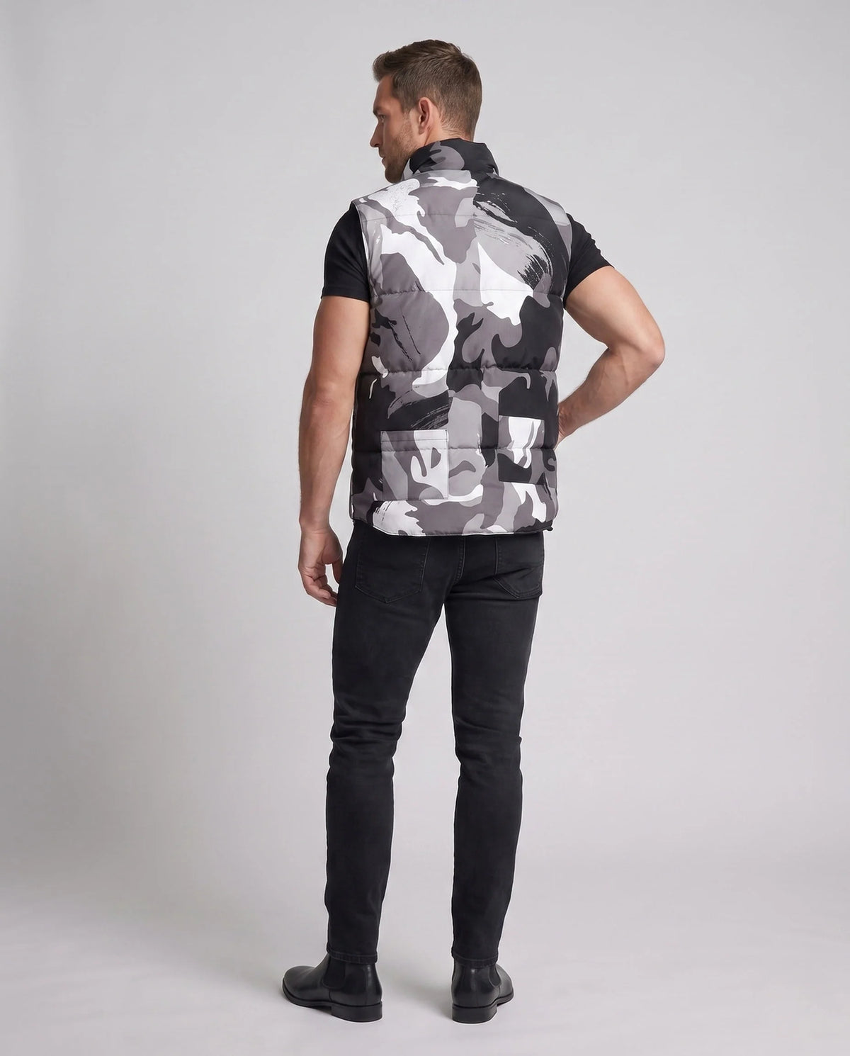 Men's Puffer Vest Insulated Windproof High Stand-Up Collar
