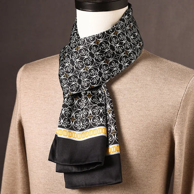 Men’s Scarf 100% Mulberry Silk Double-Layered Polka Dot Pattern
