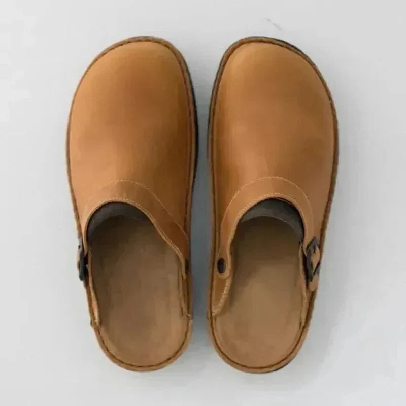 Men's Slippers Orthotic Removable Insoles Genuine Leather