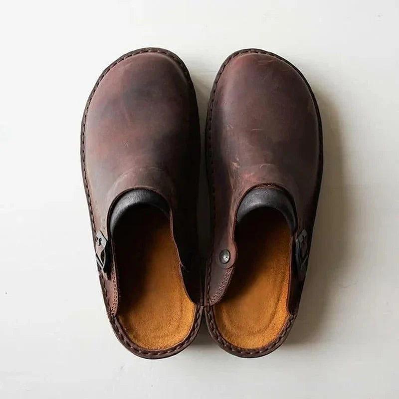 Men's Slippers Orthotic Removable Insoles Genuine Leather