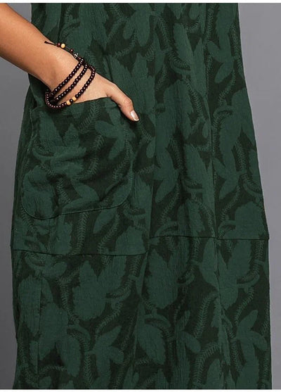 Midi Dress Long Sleeve Cotton Blend & Side Pockets