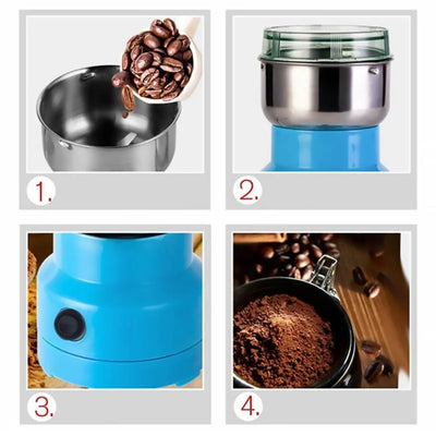 Mini Electric Food Grinder Stainless Steel Blades One-Button Operation