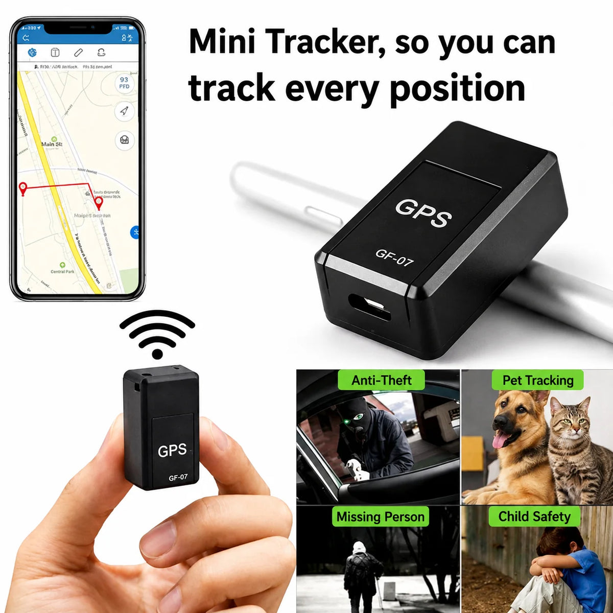 Mini GPS Tracker Real-Time Tracking Magnetic No Subscription