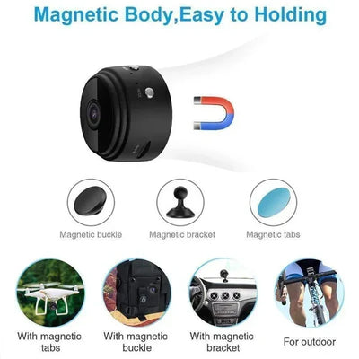 Mini Security Camera 1080p Magnetic Mount Night Vision