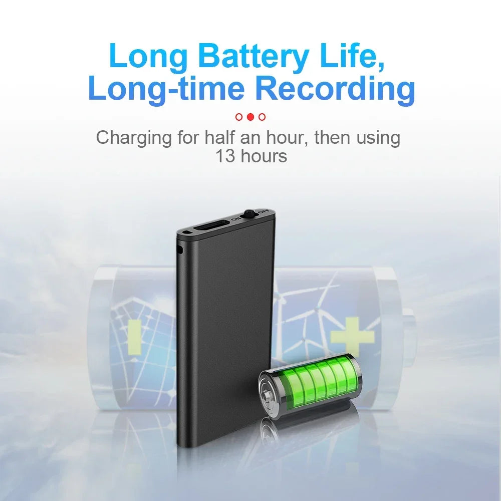 Mini Voice Recorder Voice-Activated Magnetic 13-Hour Battery