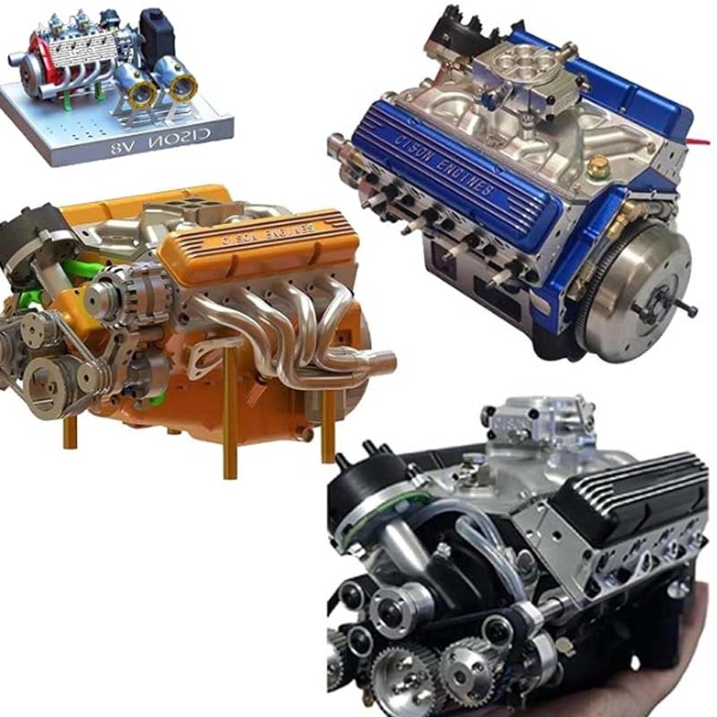Miniature V8 Engine Kit Gasoline-Powered CNC-Machined Metal With CDI Ignition