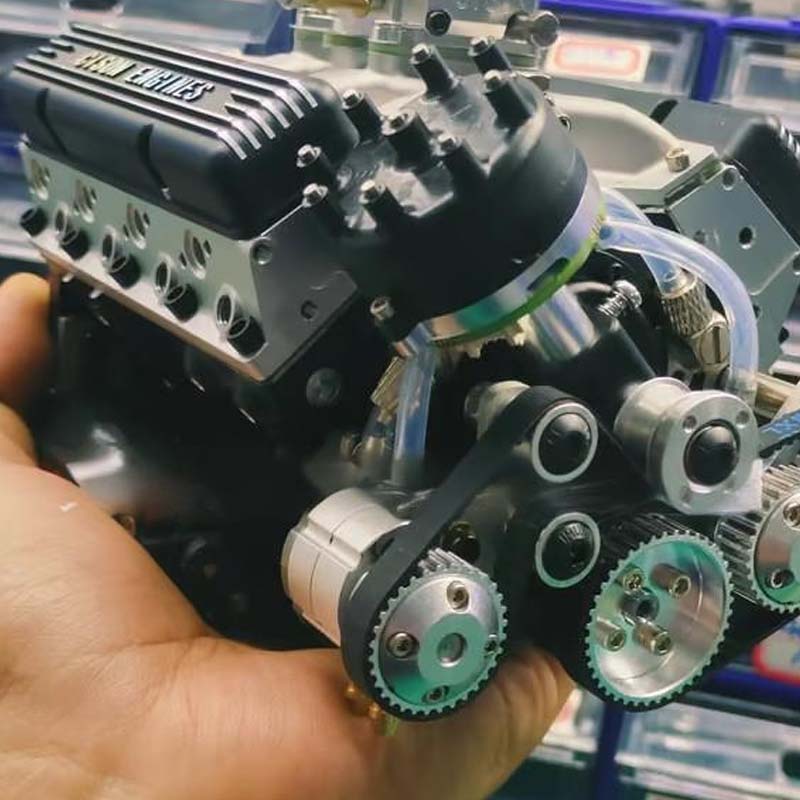 Miniature V8 Engine Kit Gasoline-Powered CNC-Machined Metal With CDI Ignition