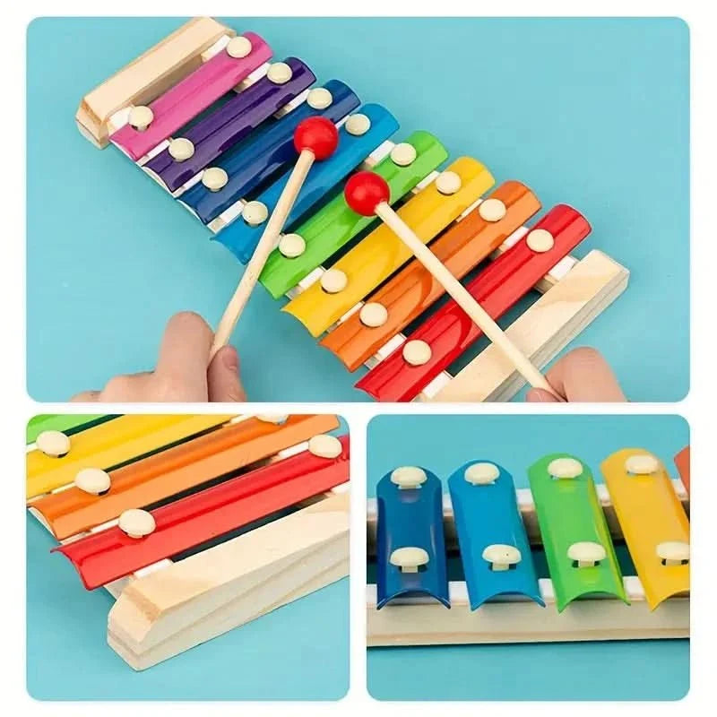 Montessori Baby Toy Set Natural Wood 5 Learning Modules