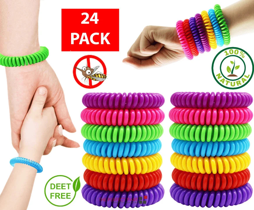 Mosquito Repellent Bracelets DEET-Free Waterproof 24-Pack