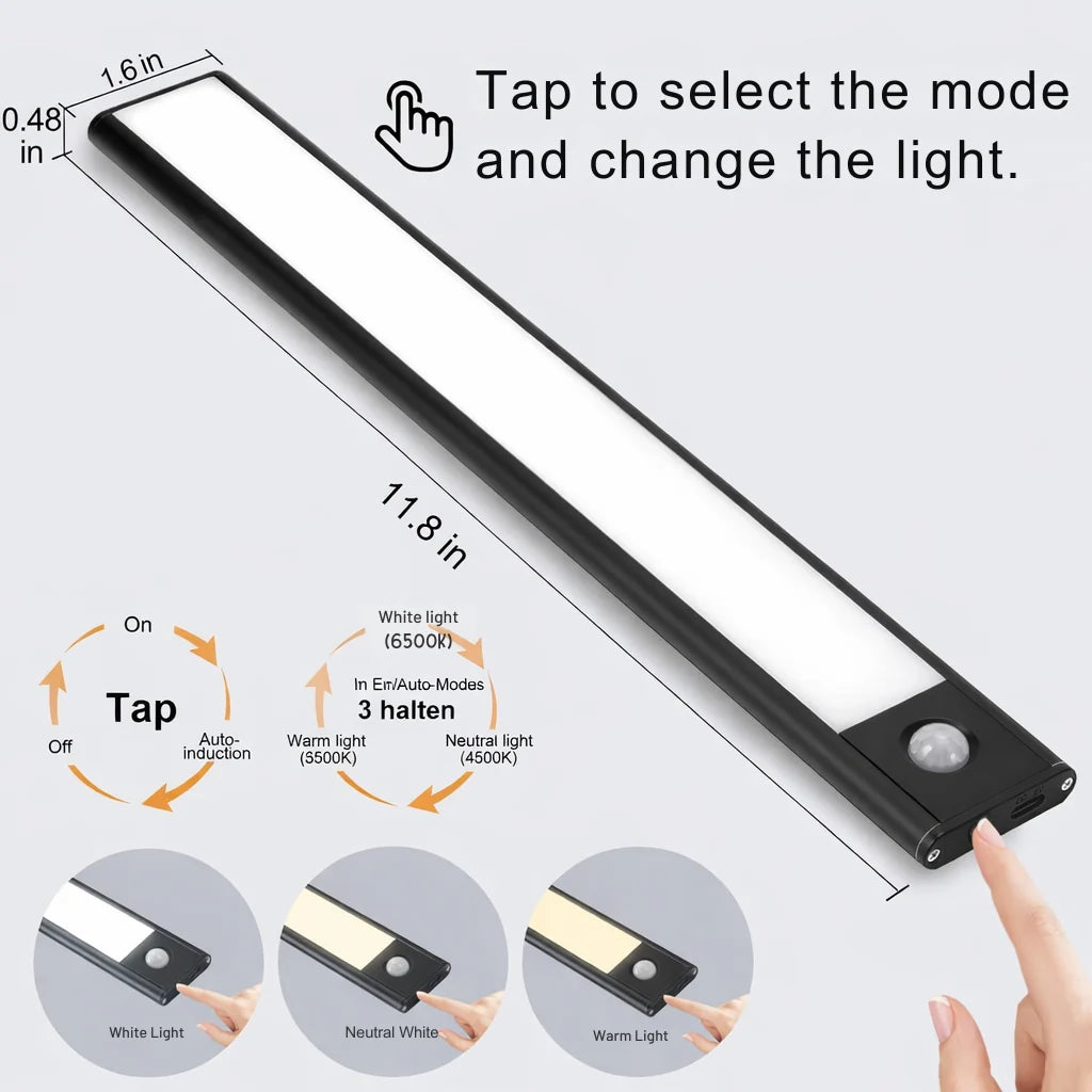 Motion Sensor Light USB Rechargeable Dimmable Magnetic Mount