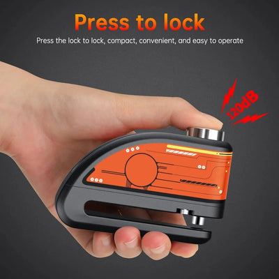 Motorcycle Disc Lock 120dB Motion Alarm IP67 Water-Resistant Rechargeable