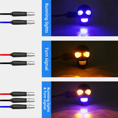 Motorcycle Turn Signal Lights Skull Design Dual-Mode LED