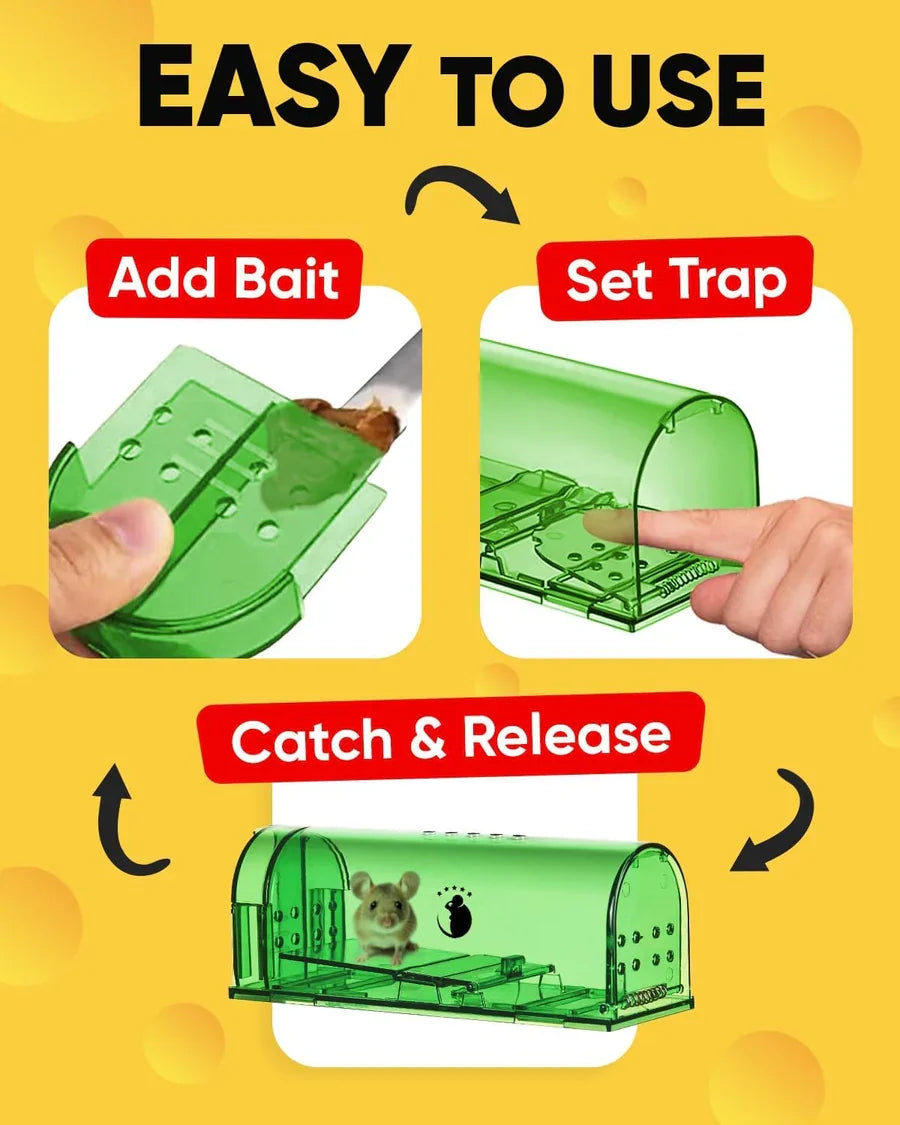 Mouse Trap Live Catch and Release Clear Body Set of 4