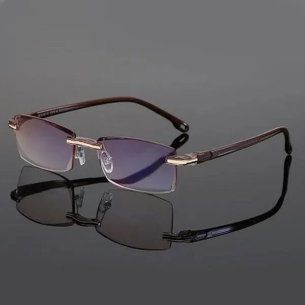 Multifocal Reading Glasses Rimless Lightweight TR90 Anti-Blue Light