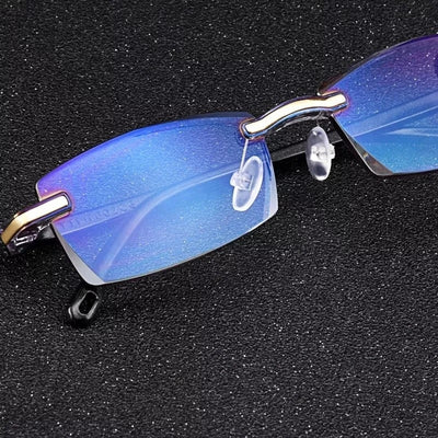 Multifocal Reading Glasses Rimless Lightweight TR90 Anti-Blue Light