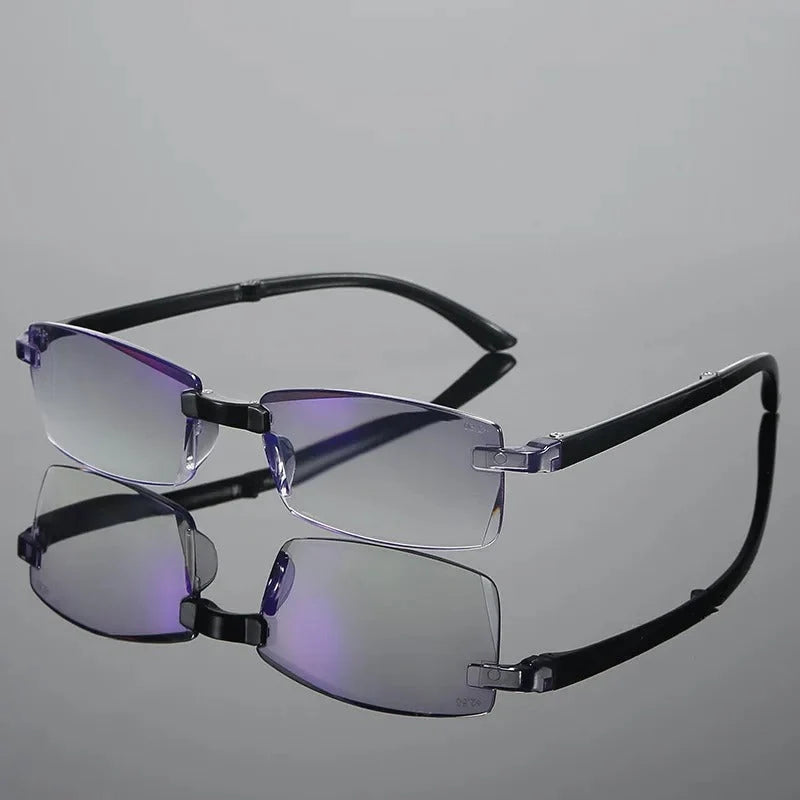Multifocal Reading Glasses Rimless Lightweight TR90 Anti-Blue Light