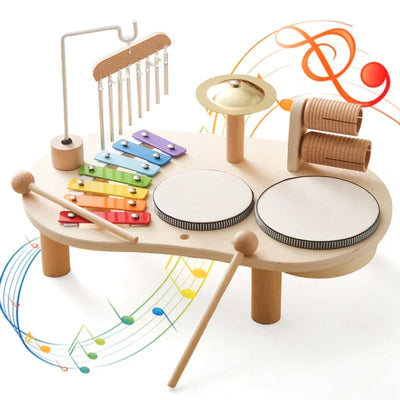 Music Table Color Coded Xylophone Drums & Bell