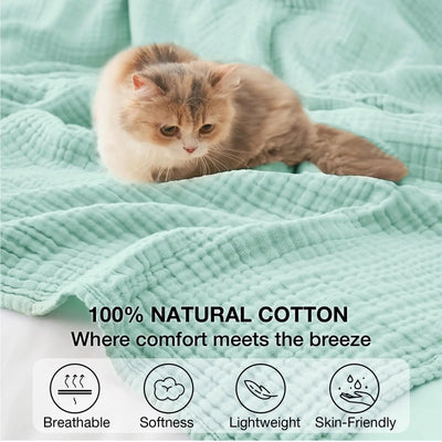 Muslin Throw Blanket Six-Layer Cotton Breathable Moisture-Wicking